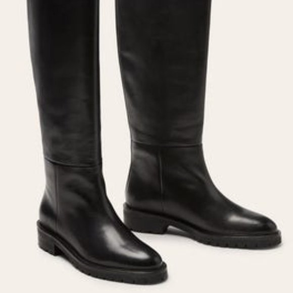Boden Shoes - Boden | Black Leather Chunky Pull-on Knee Boots | Sz 39/8